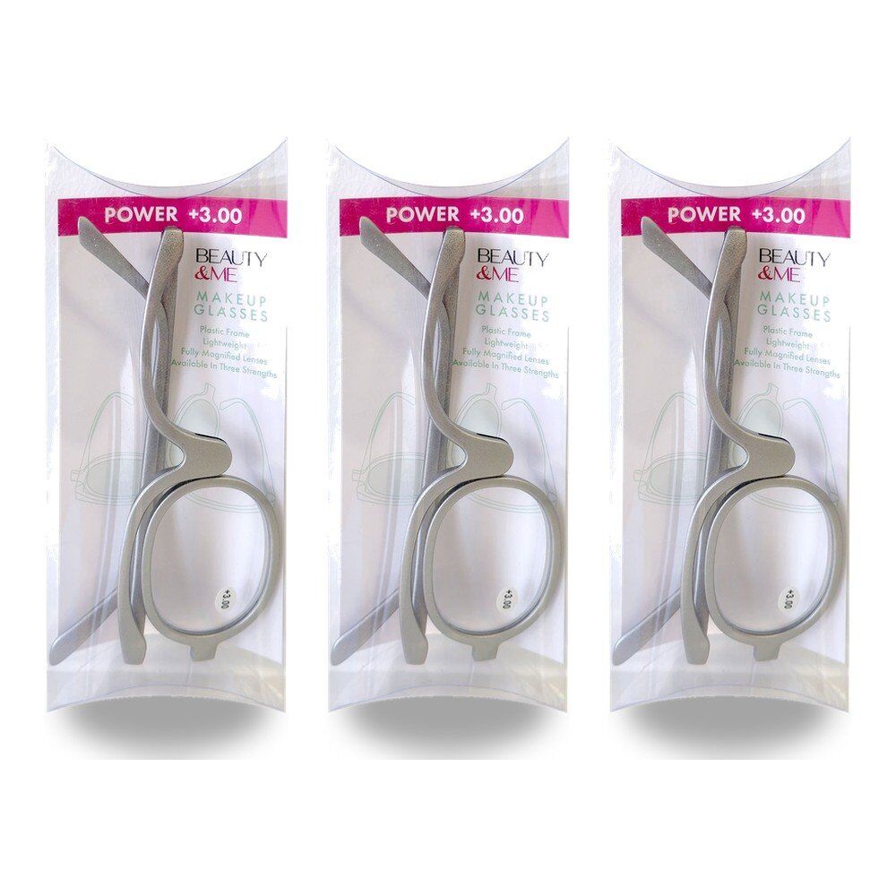 Beauty & Me Magnifying Makeup Glasses +3.00 Strength - Random Colour Supplied Pack of 3
