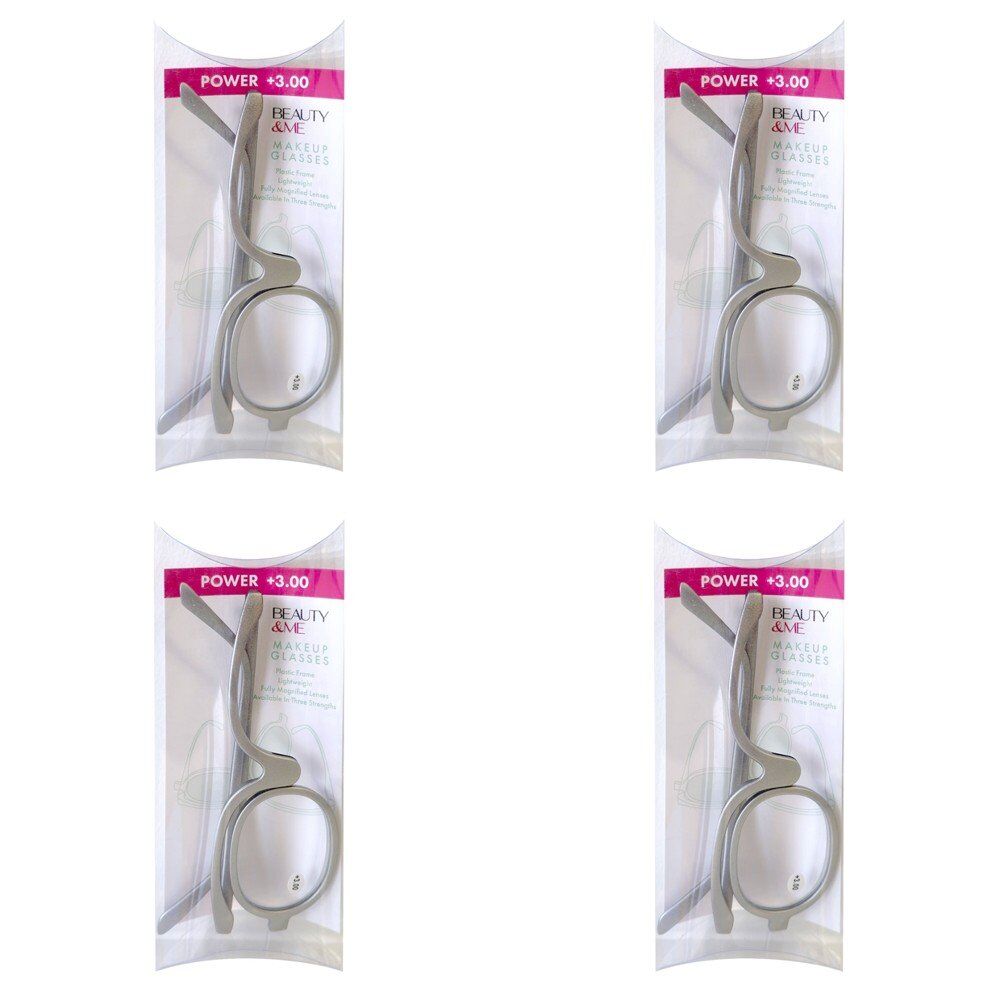Beauty & Me Magnifying Makeup Glasses +3.00 Strength - Random Colour Supplied Pack of 4