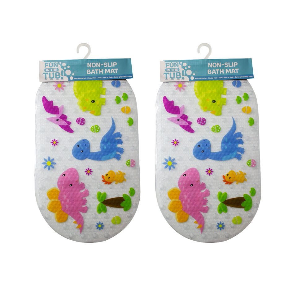 Fun In The Tub Non Peel Antibacterial MouldFree Dinosaur Bath Mat 69x39cm 2pc