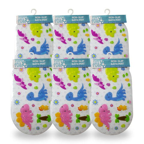 Fun In The Tub Non Peel Anti-bacterial Mould Free Dinosaur Bath Mat 69 x 39cm Bundle of 6