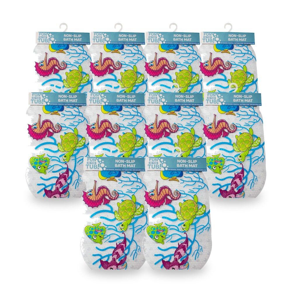 Fun In The Tub Non Peel Anti-bacterial Mould Free Sealife Bath Mat 69 x 39cm Bundle of 10