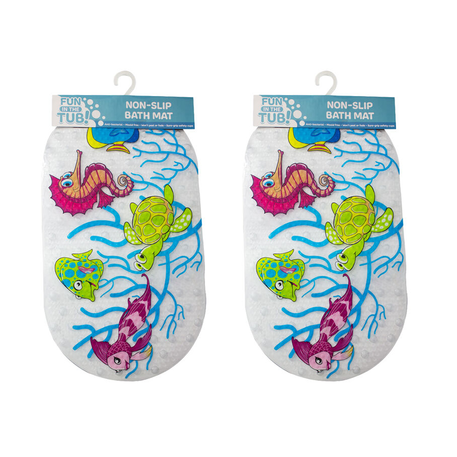 Fun In The Tub Sealife Non Peel Anti Bacterial Mould Free Bath Mat 2 Pack