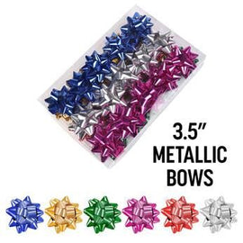 Lenan Metallic Gift Bows 3.5 Inch 50 Pack Assorted Colours