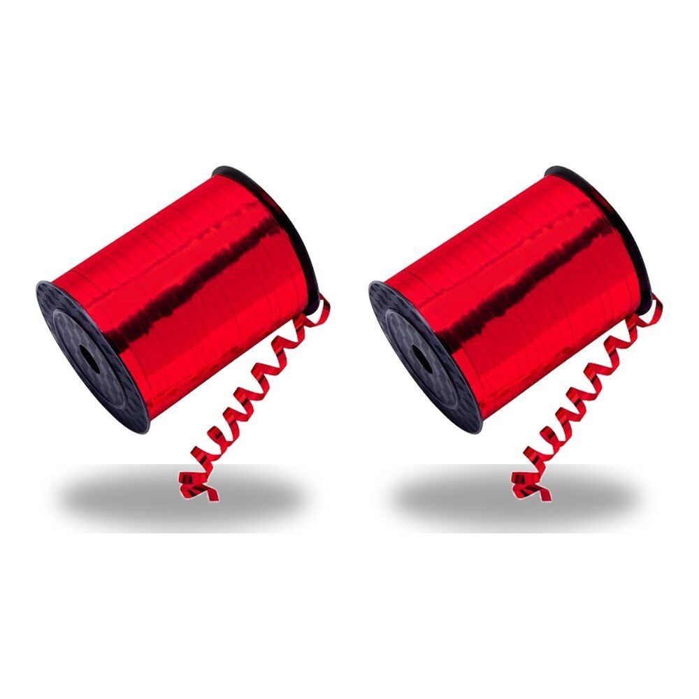 Curling Ribbon Red Metallic 5mm x 500 Yards Pack of 2