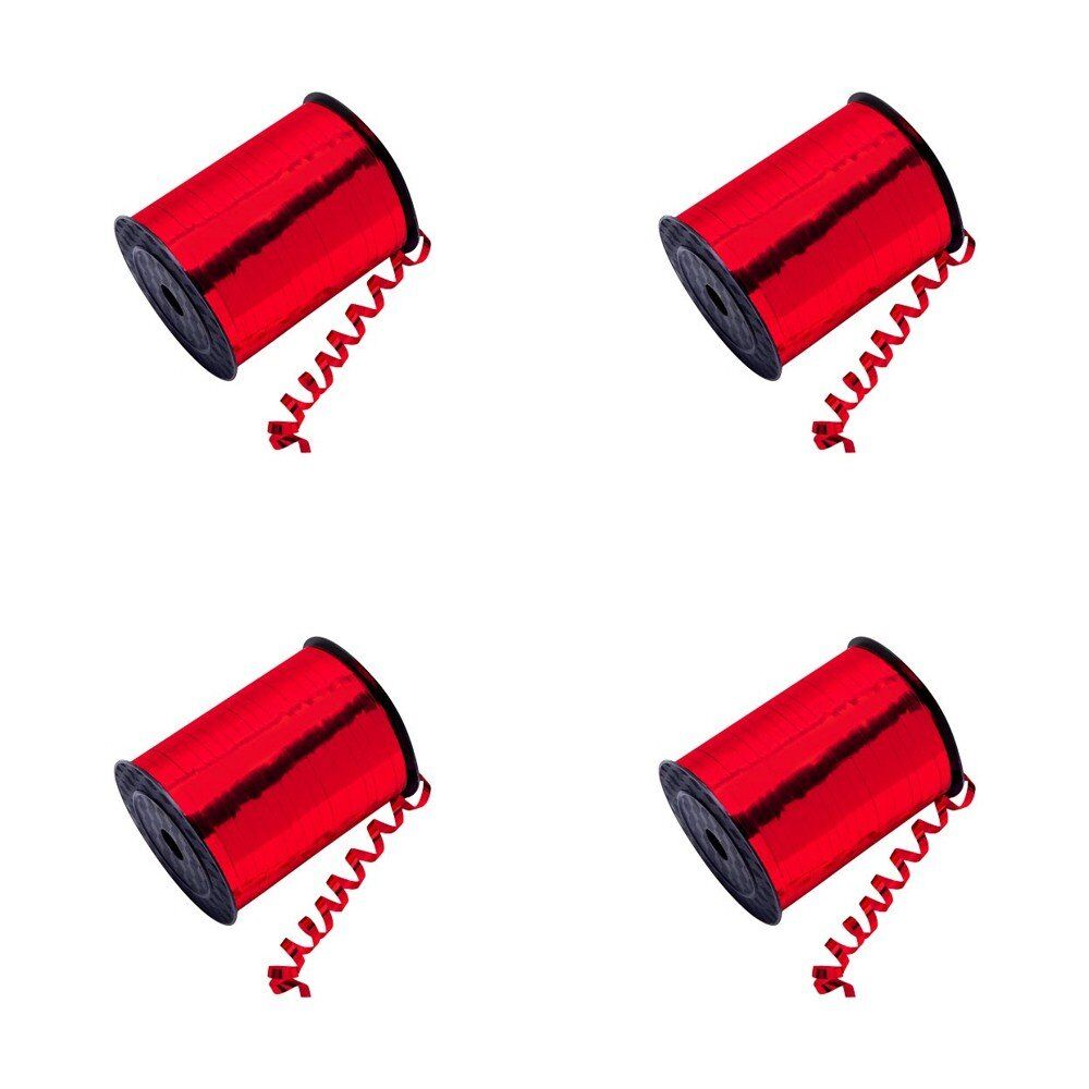 Curling Ribbon Red Metallic 5mm x 500 Yards Pack of 4