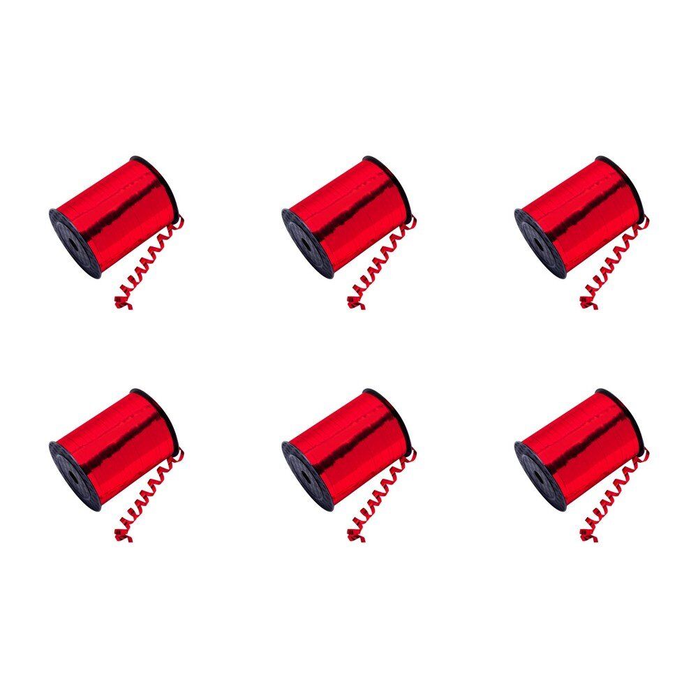Curling Ribbon Red Metallic 5mm x 500 Yards Pack of 6