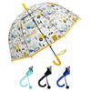 Kids Clear Dome Umbrella Construction Vehicles Print - Random Colour Supplied Pack of 5
