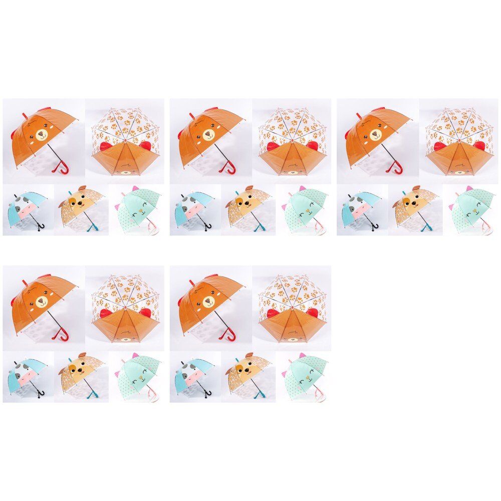 Kids Dome Umbrella Animal Face with 3D Ears Assorted - Random Design and Colour Supplied Pack of 5