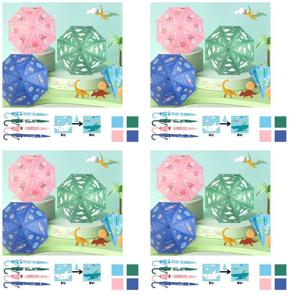 Kids Colour Changing Umbrella Assorted Prints - Random Design and Colour Supplied Pack of 4
