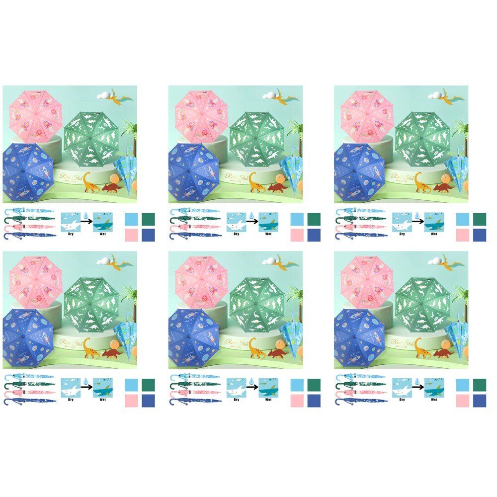 Kids Colour Changing Umbrella Assorted Prints - Random Design and Colour Supplied Pack of 6