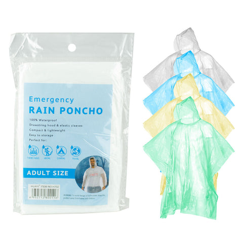 Clear Rain Poncho Lightweight Waterproof Travel Ready & Reusable Gear