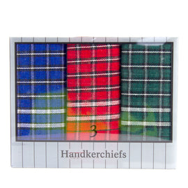 Mens Cotton Handkerchiefs Assorted Check Print 3 Pack
