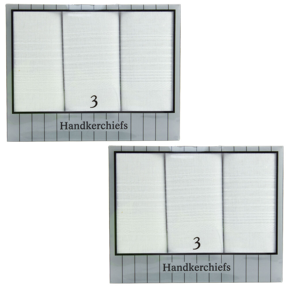 Mens White Handkerchiefs 3 Pack Classic Soft Reusable Gift Ready Pack of 2