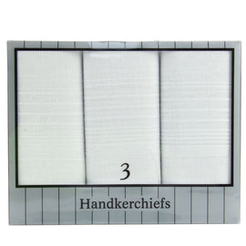 Mens White Handkerchiefs 3 Pack Classic Soft Reusable & Gift Ready
