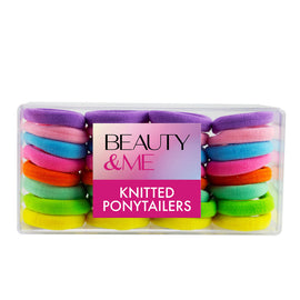 Beauty & Me 32 Pack Knitted Ponytailers Rainbow Colours Snag Free Hair Ties