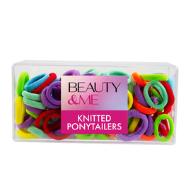 Beauty & Me 100 Pack Knitted Ponytailers Rainbow Colours No Snag Hair Ties