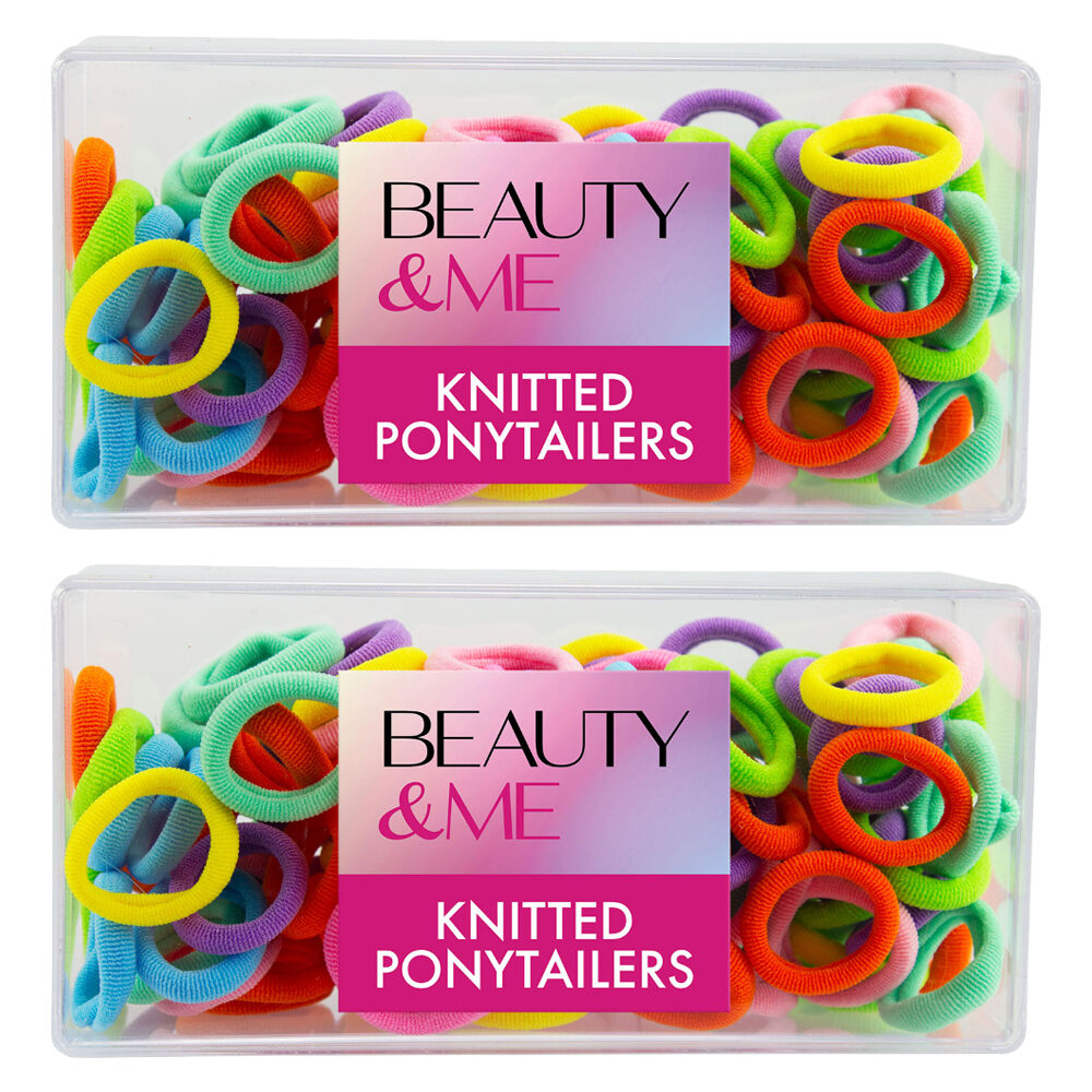 Beauty & Me 2 Pack 100 Rainbow Ponytailers No Snag Soft Hair Ties
