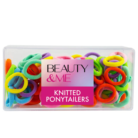 Beauty & Me 100 Pack Ponytailers Rainbow Colours No Snag Soft Hair Ties