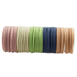 Elastic Hair Bands 10 Pack Dark Tones in Brown Blue Green Pink Yellow