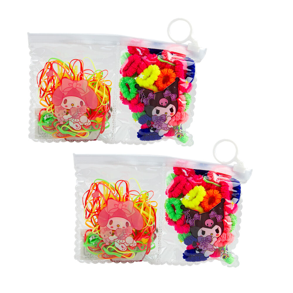 Elastic Hair Bands 140 Pack Mixed Styles Colours Travel Zip Pouches 2