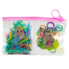 Elastic Hair Bands 140 Pack Fairy Colours & Styles in Zipper Travel Bag