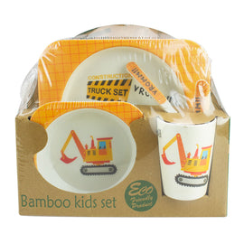 Baby & Me Eco Friendly Bamboo Digger Dinner Set for Kids and Toddlers