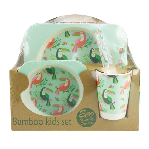 Bamboo Toucan Dinner Set for Kids Eco Friendly Baby Mealtime Set by Baby & Me