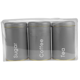 Kitchenware 3 Piece Coffee Tea And Sugar Tin Set In Dark Grey Color