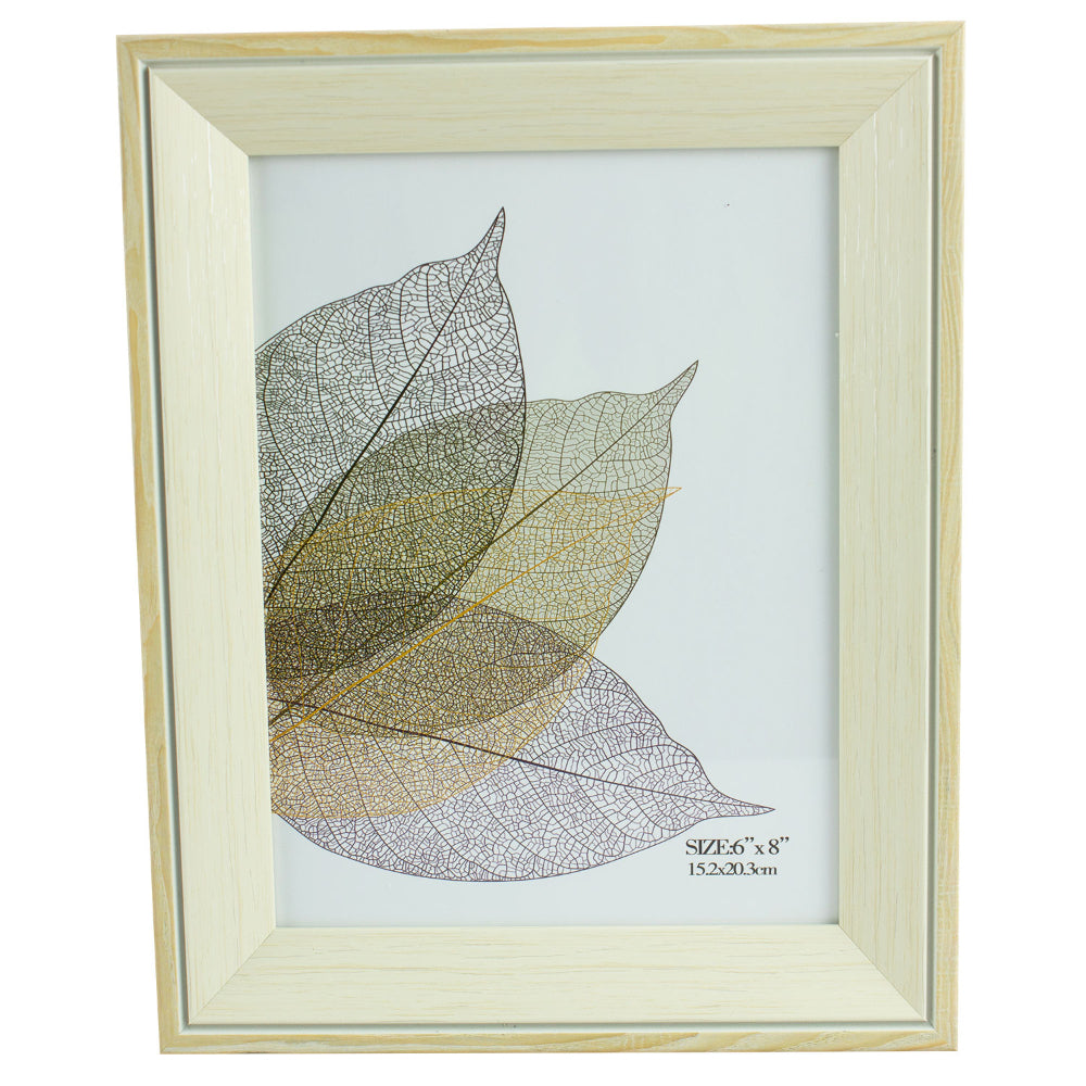 Homeware Photo Frame Leaf Print Natural Wood Design 6"x8"