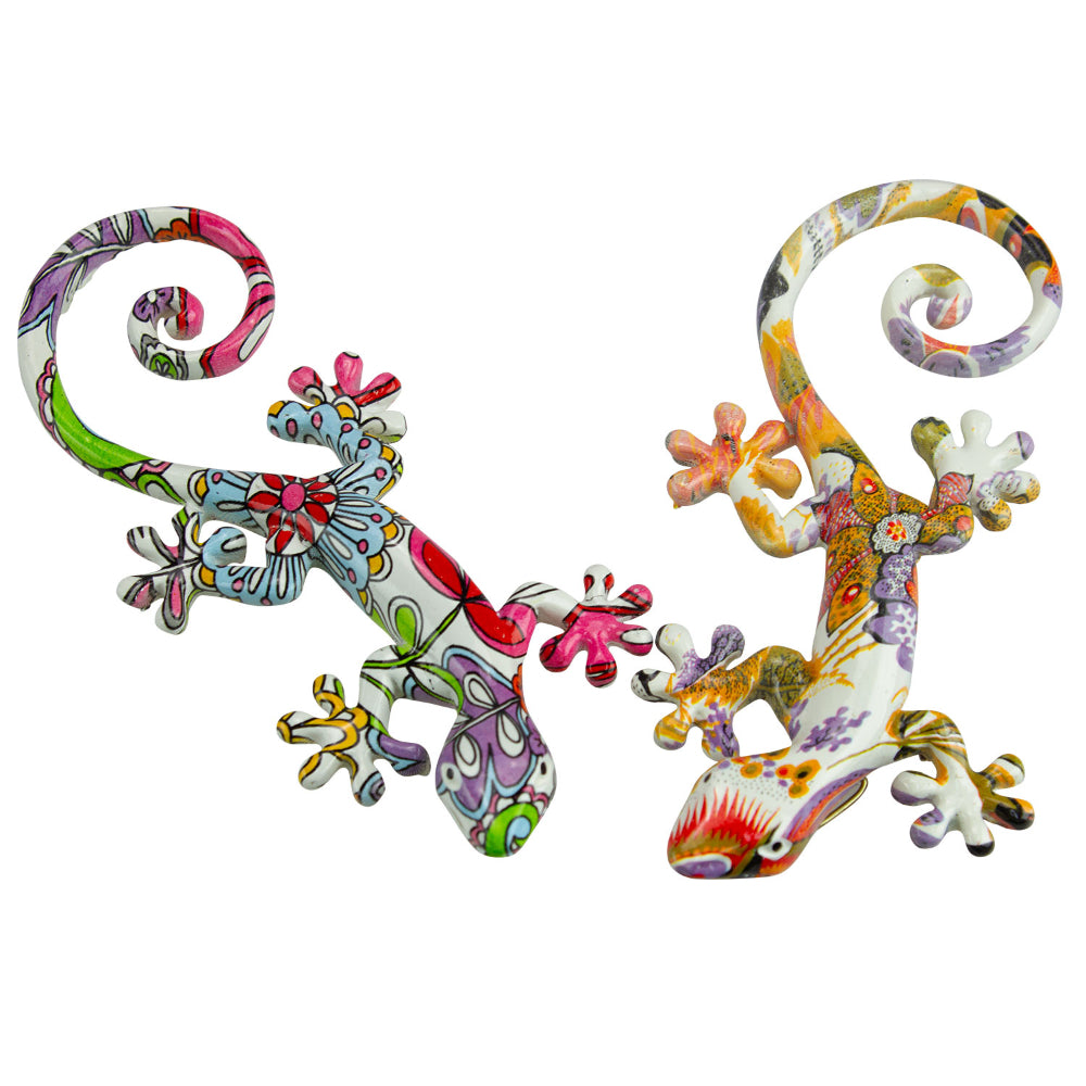 Figurine Lizard Floral Multi Colour Design Wall Mount 5.5cm x 1.5cm x 13cm