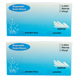 Disposable Vinyl Gloves Powder Free Medium 2 x 100 Pack