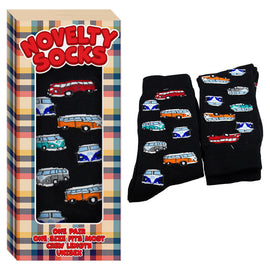 Unisex Novelty Crew Socks  Combi Van Design in Gift Box One Size Fits Most