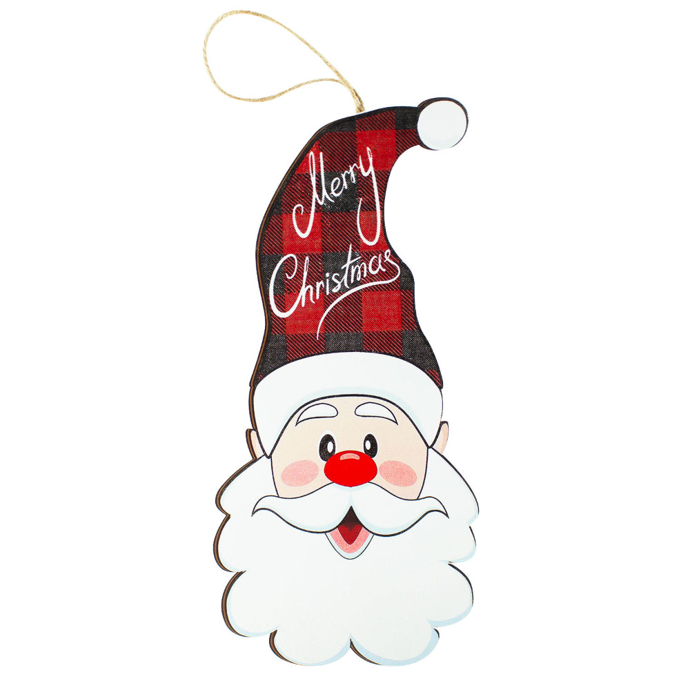 Christmas Decor Hanging Plaque Merry Christmas Santa Head Design