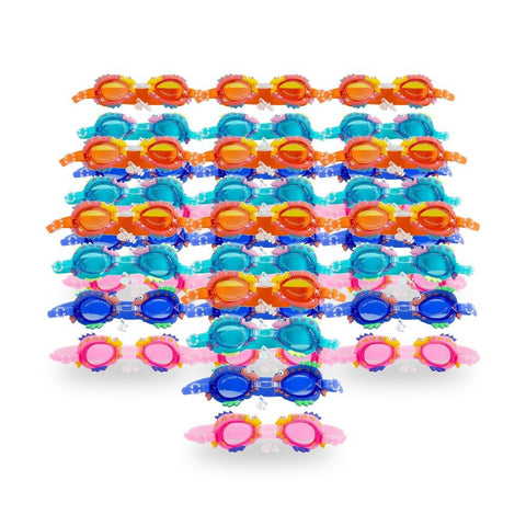 Kids Swimming Goggles Fish Design - Random Colour Supplied Pack of 10