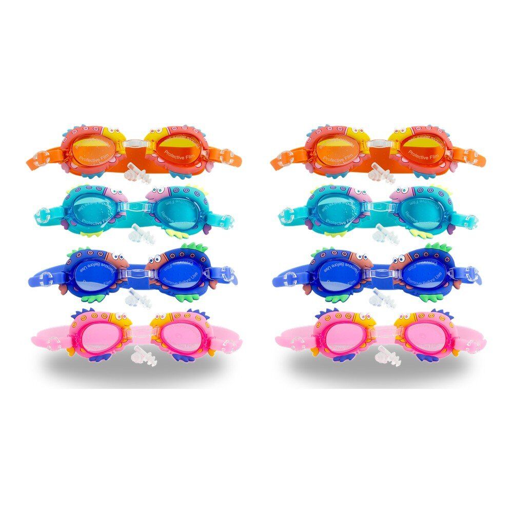 Kids Swimming Goggles Fish Design with Ear Plugs Assorted Colours - Random Colour Supplied Pack of 2