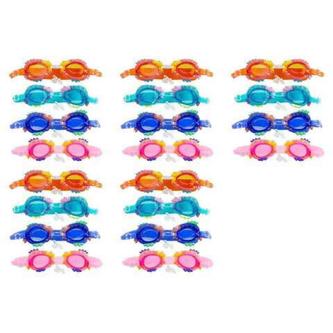 Kids Swimming Goggles Fish Design with Ear Plugs Assorted Colours - Random Colour Supplied Pack of 5