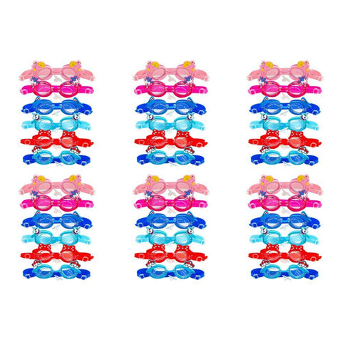 Kids Swimming Goggles Animal Designs with Ear Plugs Assorted - Random Design and Colour Supplied Pack of 6