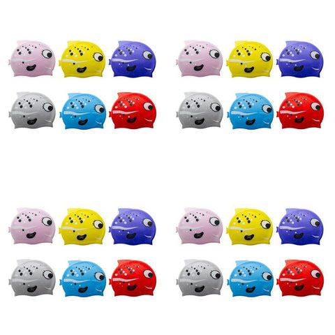 Kids Swimming Cap Mrs Fish Assorted Colours - Random Colour Supplied Pack of 4