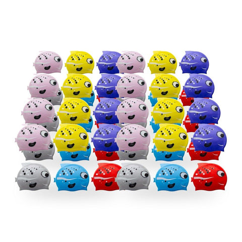 Kids Swimming Cap Mrs Fish Assorted Colours - Random Colour Supplied Pack of 8