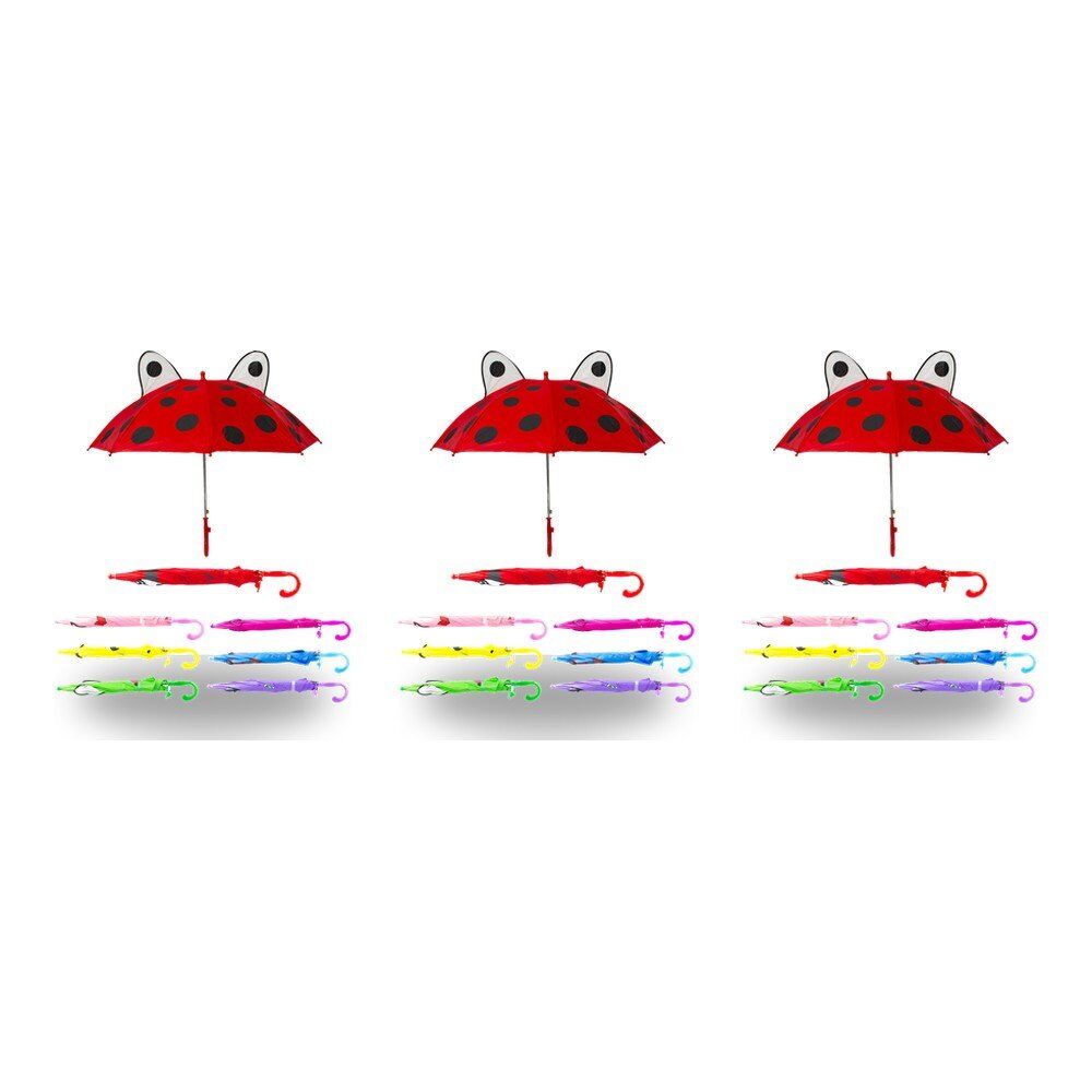 Kids Umbrella with Pop-Up Eyes Assorted Designs - Random Design and Colour Supplied Pack of 3