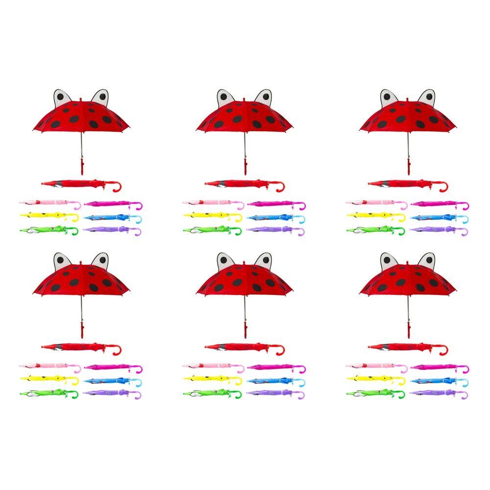 Kids Umbrella with Pop-Up Eyes Assorted Designs - Random Design and Colour Supplied Pack of 6