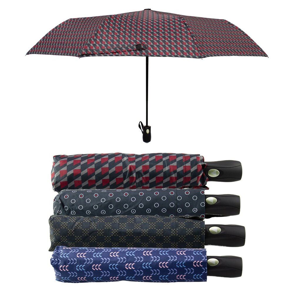 Compact Folding Umbrella Geometric Prints Push Button Assorted - Random Design and Colour Supplied Pack of 2