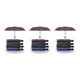 Compact Folding Umbrella Geometric Prints Push Button Assorted - Random Design and Colour Supplied Pack of 3