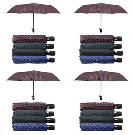 Compact Folding Umbrella Geometric Prints Push Button Assorted - Random Design and Colour Supplied Pack of 4