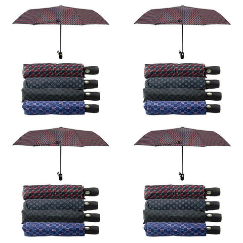 Compact Folding Umbrella Geometric Prints Push Button Assorted - Random Design and Colour Supplied Pack of 4