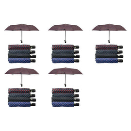 Compact Folding Umbrella Geometric Prints Push Button Assorted - Random Design and Colour Supplied Pack of 5