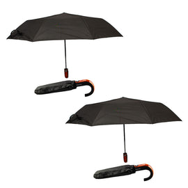 2 Pack Umbrella U Shaped Handle Black Windproof Automatic Open Close
