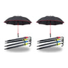 Long Black Umbrella U Shaped Handle Coloured Trim Assorted Colours - Random Colour Supplied Pack of 2