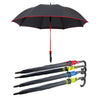 Long Black Umbrella U Shaped Handle Coloured Trim Assorted Colours - Random Colour Supplied Pack of 3