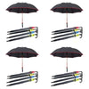 Long Black Umbrella U Shaped Handle Coloured Trim Assorted Colours - Random Colour Supplied Pack of 4